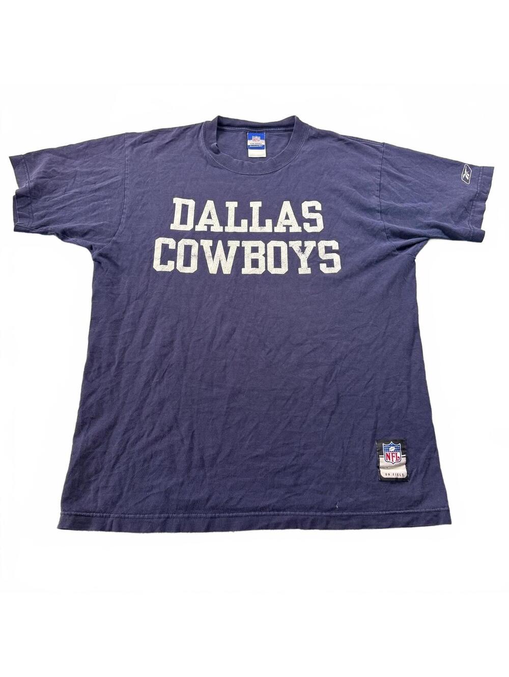 Vintage Reebok NFL Team Apparel Dallas Cowboys T-Shirt Navy Blue Distressed